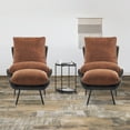 thumbnail image 3 of MCombo Accent Chair with Ottoman, Leathaire Fabric Armless Chair, Upholstered Leisure Chairs for Bedroom Living Room LW951(Saddle), 3 of 9