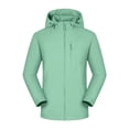 thumbnail image 7 of Women's Solid Waterproof Windproof Hooded Softshell Jacket, Lightweight Full Zip Outdoor Hiking Walking Windbreaker Coat Mint Green XL(XL), 7 of 7