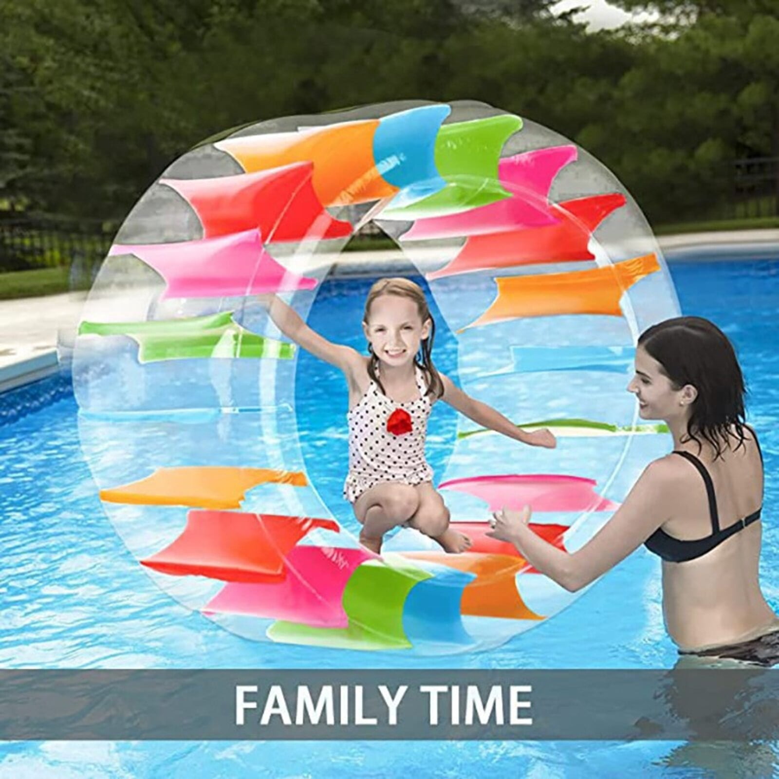 PVC Inflatable Water Roller for Swimming Pool, Portable Colorful Inflatable Water Wheel Float Toy, Fun Water Play Toy for Kids Adults Pool Party Backyard Summer Fun