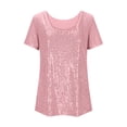 thumbnail image 5 of LIaqionyy Girls Sparkly Sequin T Shirts Crewneck Short Sleeve Summer Beach Vacation Party Tops Clothes, 5 of 7