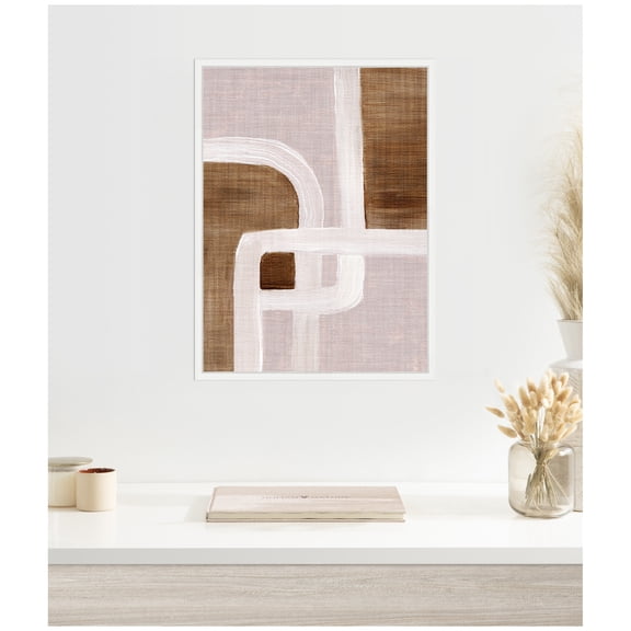 Kate and Laurel rhythmic lines ll Framed Canvas Wall Art by Nikita Jariwala 18 x 24 Sylvie White, Modern, Abstract Art for Wall Decor, Living Room, Bedroom