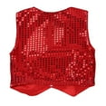thumbnail image 2 of JanJean Kids Boys Glittery Sequined Vest Waistcoat Hip-hop Choir Jazz Dance Stage Performance Coat Jacket Red 14-15, 2 of 7