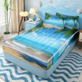 thumbnail image 2 of Erosebridal Blue Scenic Palm Tree Zipper Full Size Comforter Sets with Fitted Sheet and 2 Pillowcases for Boys Girls, Ocean Beach Seascape Print Zipper Bedding Set, Navy Reversible, 4 Pieces, 2 of 7