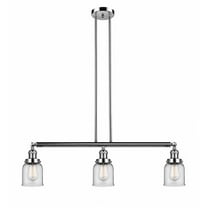 213-PN-G52 Innovations Lighting Bell - 3 Light Island In Industrial Style-10 Inches Tall and 37.5 Inches Wide-Polished Nickel Finish-Clear Glass Color