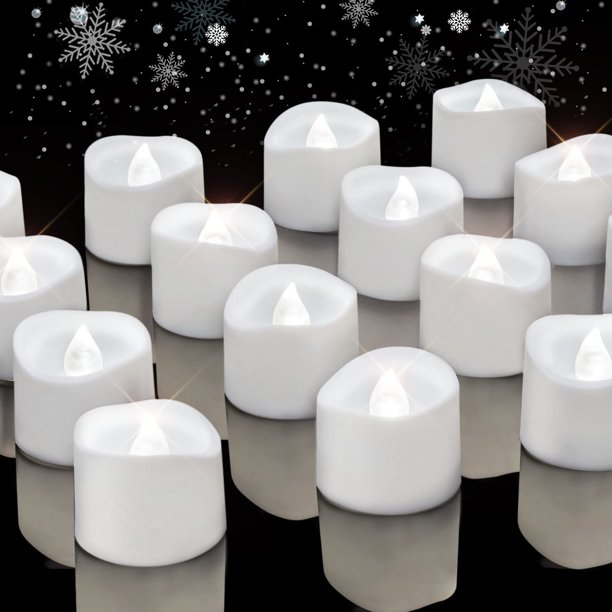 Paquete de 48 velas de té a batería a granel, velas de té de larga duración, funciona con pilas, sin llama, parpadeantes, románticas velas de boda para bodas, propuestas, aniversarios, decoraciones navideñas, 1-2/5 pulgadas de diámetro, 1-1/4 pulgadas de alto, blanco puro, 48 unidades
