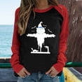 thumbnail image 2 of Moda mujer primavera patchwork impreso manga larga cuello redondo casual tee tops Pompotops FGAJ4796, 2 of 5
