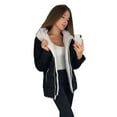 thumbnail image 2 of Winter Women Solid Color Long Sleeve Hooded Zip Up Plush Padded Coat Outwear, 2 of 8