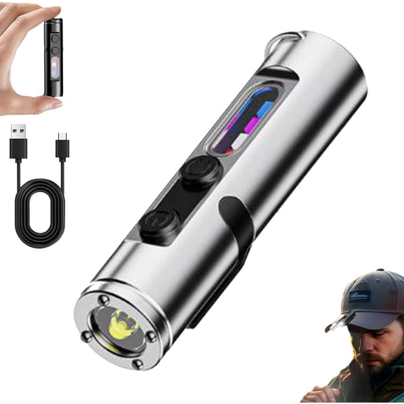 Pocket Rechargeable Edc Flashlight: Mini Keychain Light with Fire Starter & Window Breaker, Pocket-Sized Power — 500-Lumen Edc Flashlight Emergency Ready, 3 Color Sidelights