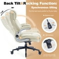thumbnail image 6 of High Back Office Chair with Lockable Wheels, 400lbs Large Fabric Executive Desk Chair, Adjustable Lumbar Support Flip up Arms, Ergonomic Home Office Computer Chair with Storage Pocket, Beige, 6 of 9