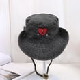 thumbnail image 2 of Bucket Hat Un Verano Sin Ti Bad Bunny Love Heart Embroidery Windproof Rope Folding Sun Protection Breathable, 2 of 2