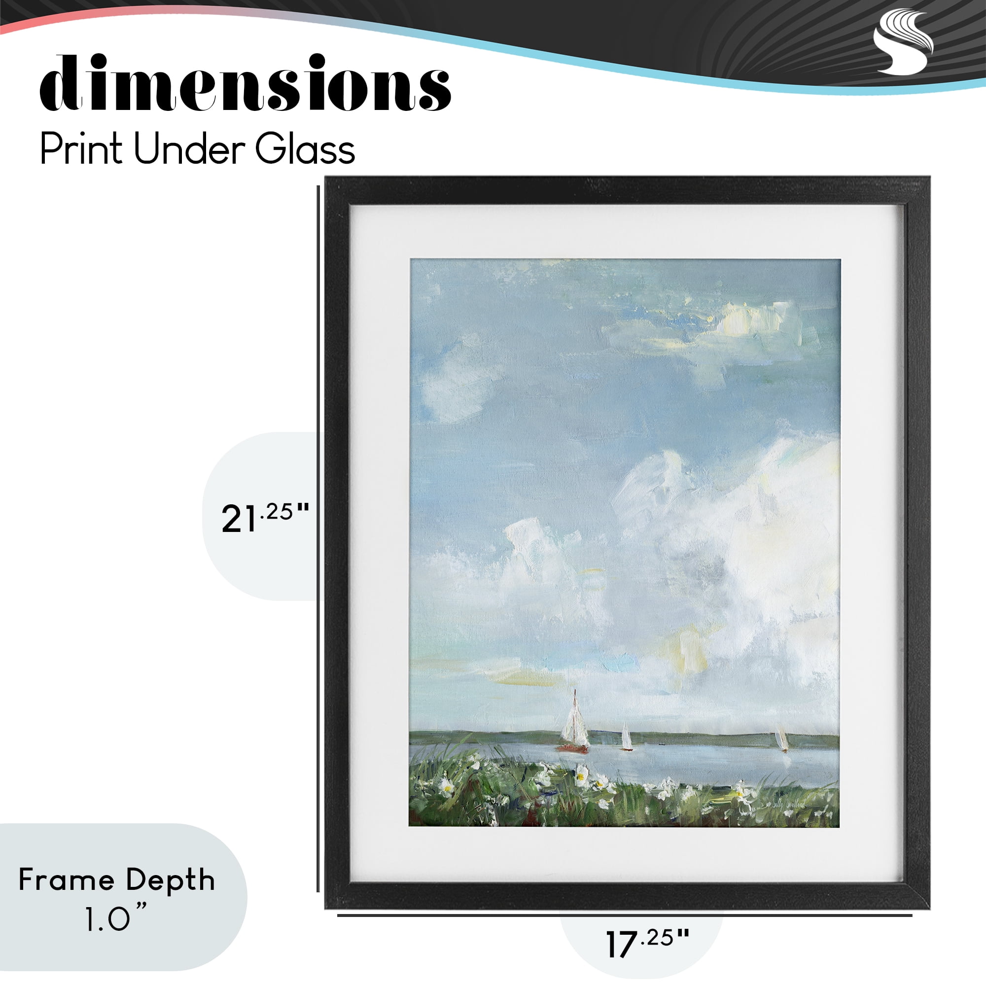 Stupell Industries Seaside Sailing Under Clouds Black Framed Print Under Glass, design by Sally Swatland