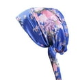 thumbnail image 4 of sweethay Envoltura de pelo de seda Bufanda de cabeza de moda Gorro de dormir Floral azul real Type2 NO2, 4 of 5