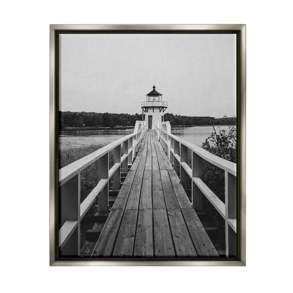 Stupell Industries Rustic Lighthouse Photography Landscape Photography Gray Floater Framed Canvas Art Print Wall Art, 17 x 21
