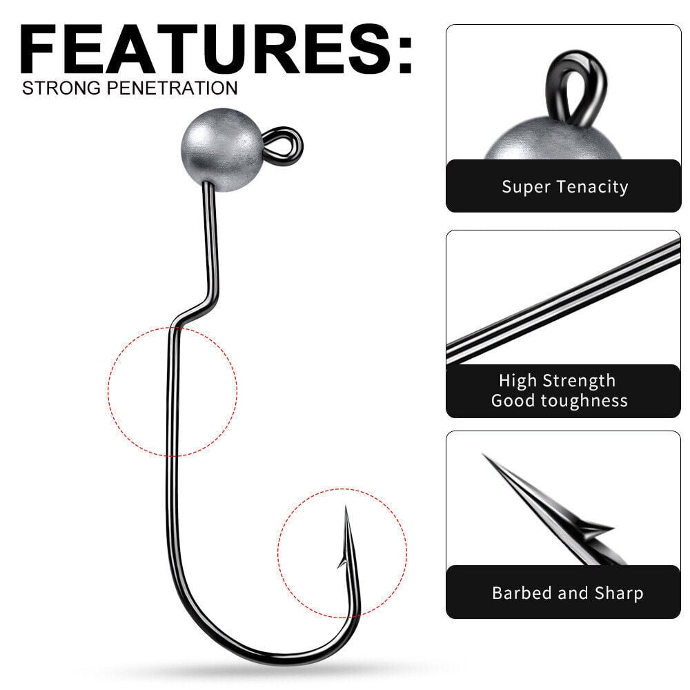 50Pcs Jig Head Hooks Crank Fishing Hook Lead Lure Soft Hard hook 1.8g-3.5g