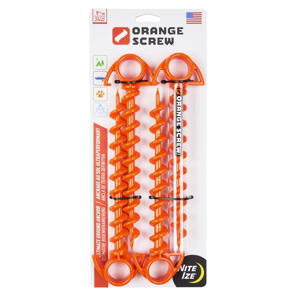 Orange Screw® Ultimate Ground Anchor - Small - 4 Pack - Bright Orange