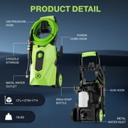 5000PSI Electric Pressure Washer,2025 New Power Washer with 33FT Resistant Extension Pressure Washer Hose, 4 Nozzles, Professional Powerwashers for Home/Car(Green)