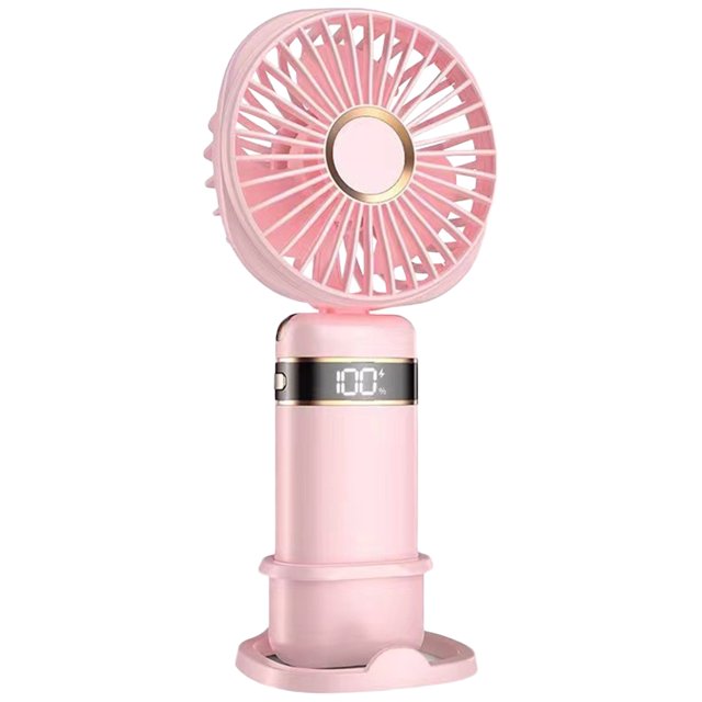 Ventilador de mesa de mano Ventilador práctico de 5 velocidades para oficina / hogar / dormitorio (rosa 3000 mAh)