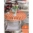 thumbnail image 4 of Outdoor Tablecloth with Umbrella Hole and Zipper, Orange Morocco Round Table Cloth 54 Inch Waterproof Tablecloth, Nautical Anchor Stripe Modern Geometric Picnic Table Cover for Patio Camping, 4 of 7