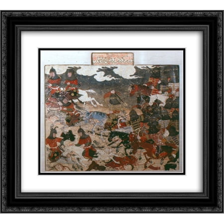 Ahmad Musa 2x Matted 22x20 Black Ornate Framed Art Print 'Darab and Rastnawan fight the Rumis'