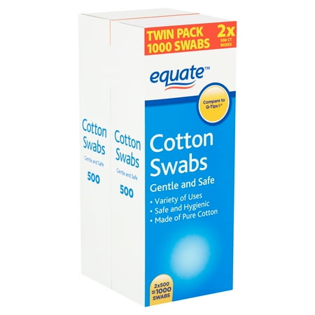 Equate Cotton Swabs Twin Pack, 1000 count, 2 pack