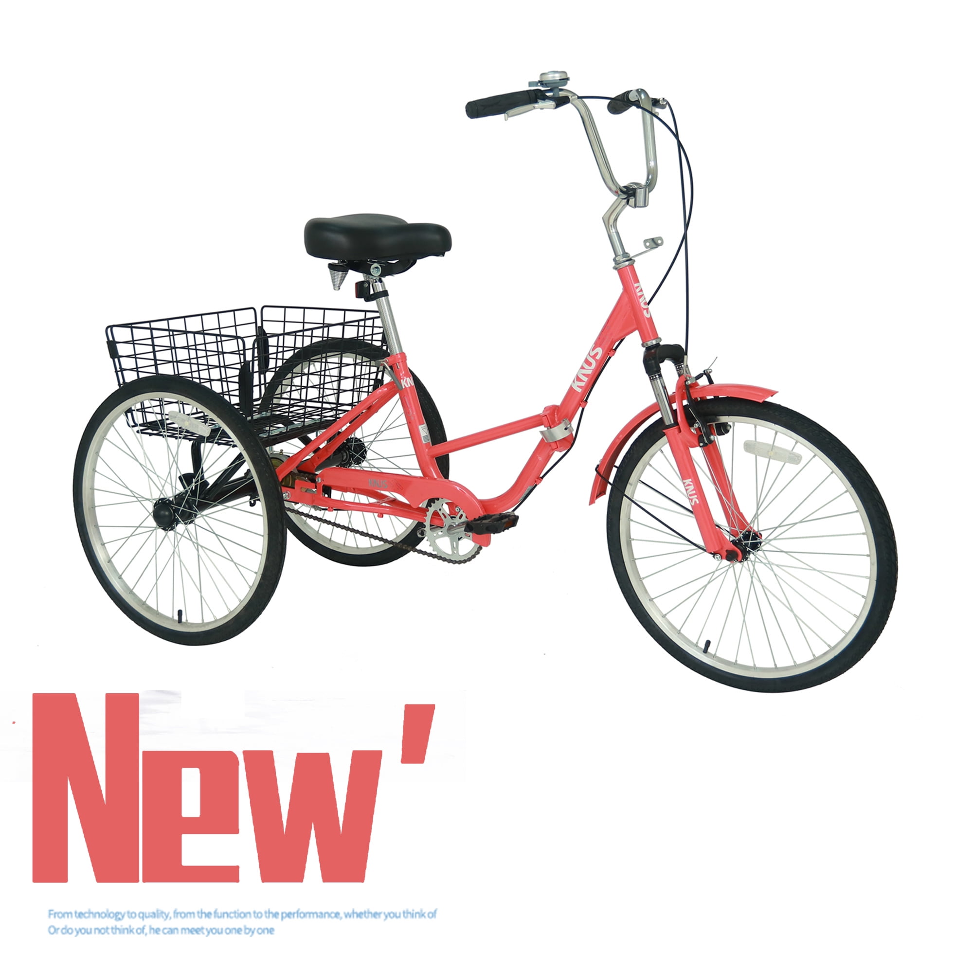 TRICYCLE RED 3 WHEEL WITH ALUMINIUM FRAME & 24 INCH WHEELS ADULTS TRIKE BICYCLE