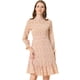 thumbnail image 1 of Vestido A Media Pierna Allegra K de Leopardo con Dobladillo con Volantes y Manga Larga Rosa S, 1 of 6