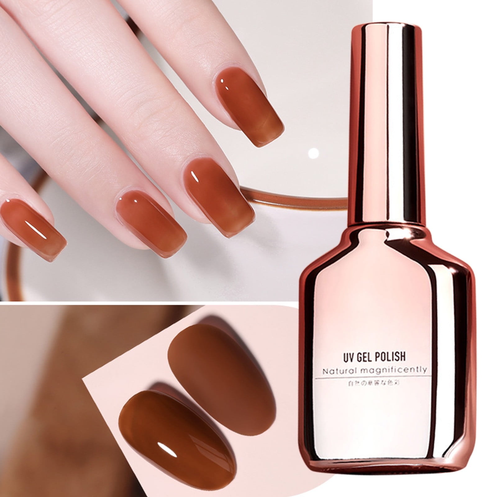 CLZOUD Gel Nails Polish Jelly Colored Ice Transparent Milk Tea Semi