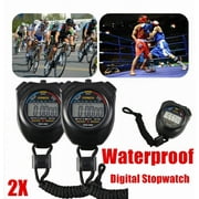 2PCS Digital Professional Handheld Protable Stop Watch LCD Sports Chronograph Timer Stopwatch
