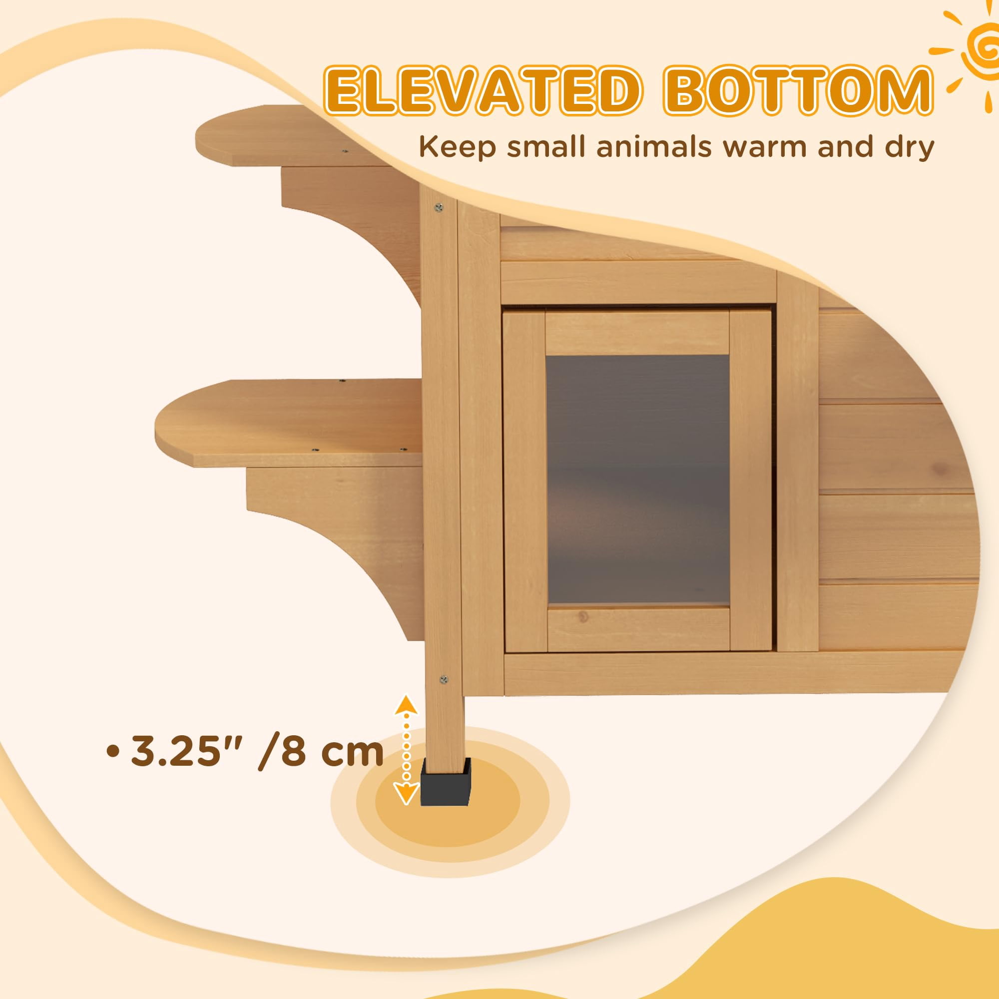 2 Story Outdoor Cat House for Feral Cats, Weatherproof Wooden Cat Enclosure with Escape Door, Openable Roof, Jumping Platforms, Natural Wood Color