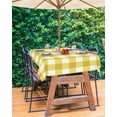 thumbnail image 3 of Yellow Check Outdoor Rectangle Tablecloth with Umbrella Hole 60x102inch Waterproof Tablecloth Zippered Patio Table Cloth, Buffalo Plaid Summer Wrinkle-Free Decorative Table Cover for Picnic Dining, 3 of 6
