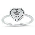 thumbnail image 1 of Cute Girly Scalloped Crown Heart Lucky Sterling Silver Band 925 Jewelry Female Male Unisex Size 10, 1 of 4