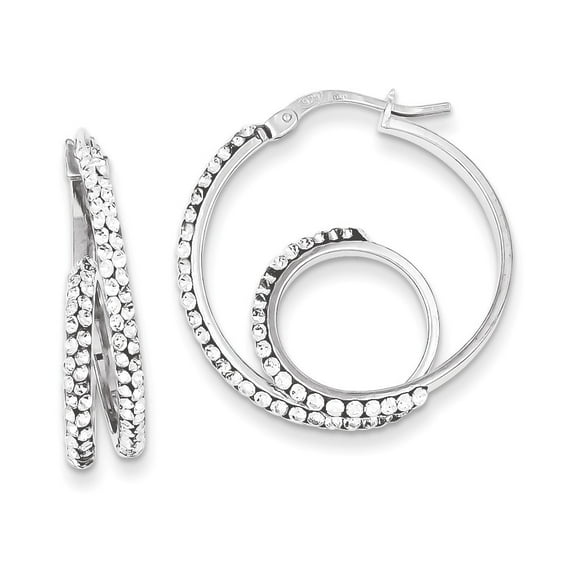 925 Sterling Silver Polished Hinged post Stellux Crystal Twisted Hoop Earrings Measures 26x26mm Wide 6mm Thick Jewelry G