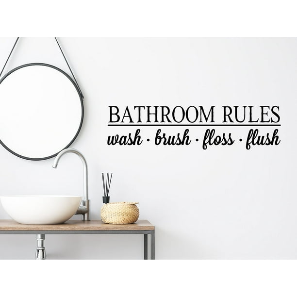 Bathroom Rules Wash Brush Flush | Bathroom Wall Decal - Walmart.com