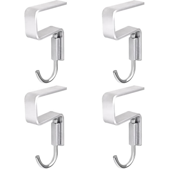 Table Backpack Holder Office Handbag Hook Student Purse Table Hanger Desk Headphone Hook Aluminium Alloy Nail Free Purse Hanger Holder Bag Hanger for Table Hanging Storage Hook (Silver 4 Pack)