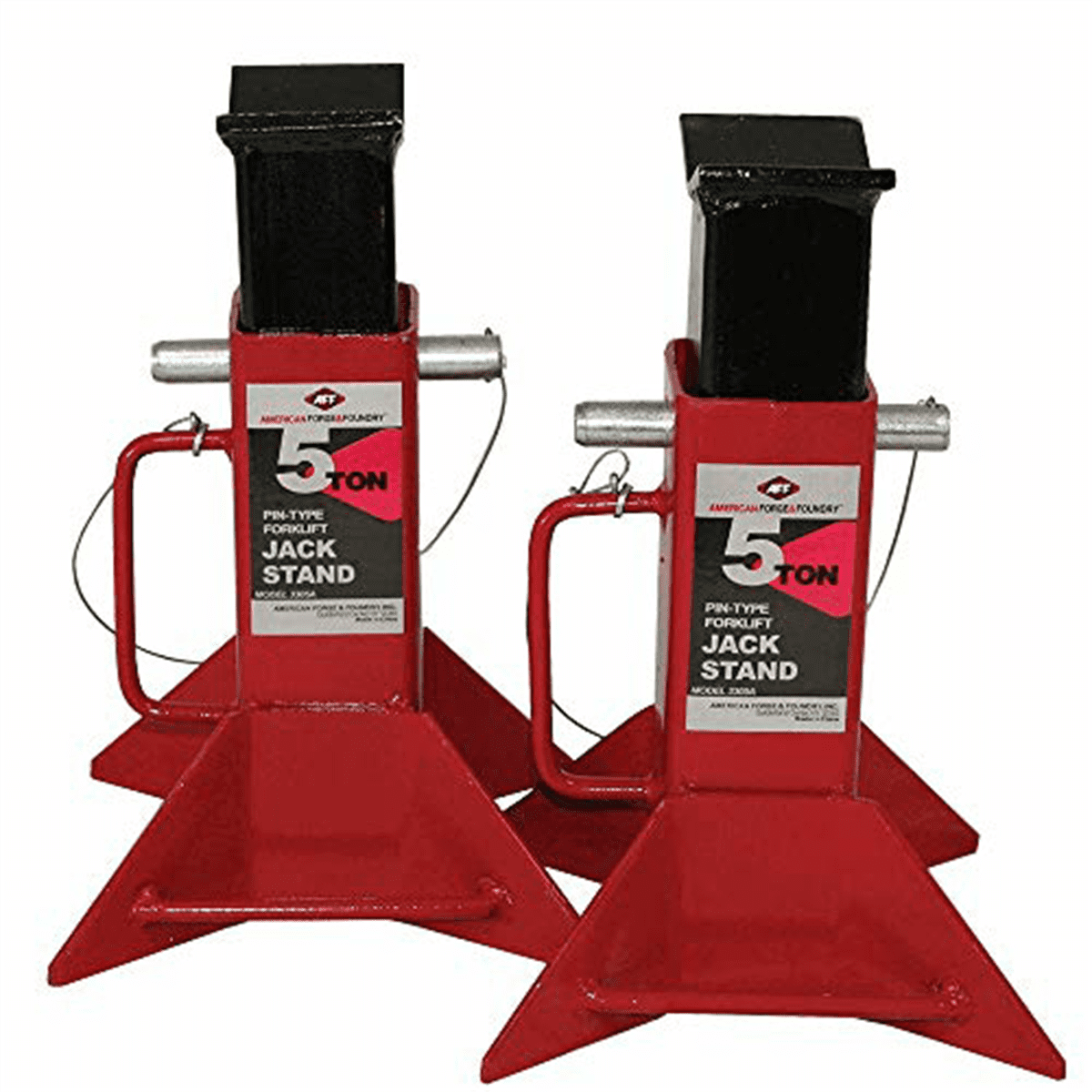 American Forge & Foundry Jack Stands - 5 Ton Capacity - Pin Style - Pair