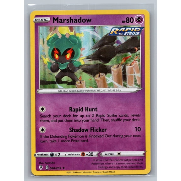 Collectible 2021 Evolving Skies Marshadow Holo Rare #80/203 English Pokémon Card