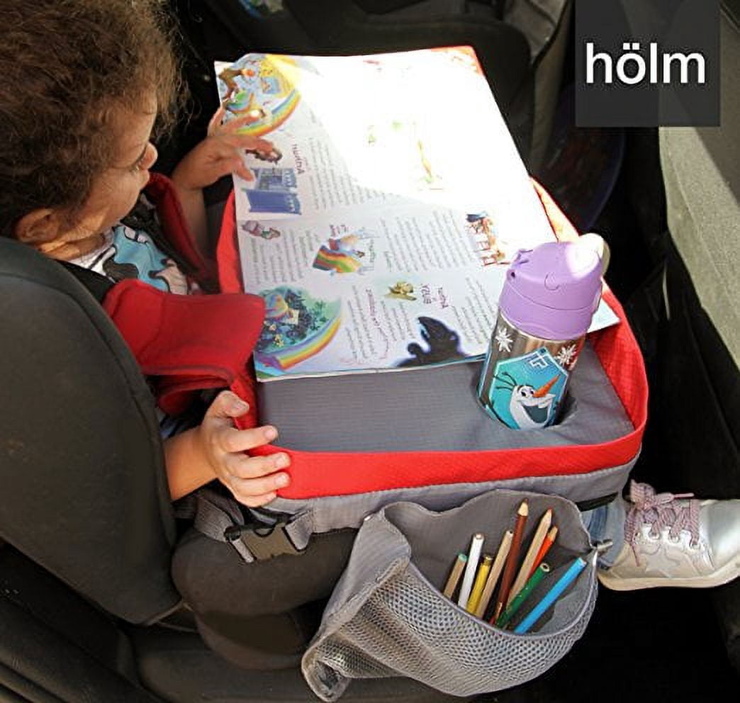 Holm Kids Travel Tray with Zipper & Expandable Storage Pocket for Car & Airplane, Waterproof