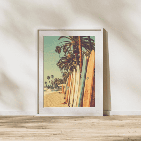 Minimalist Surfboard Boho Coastal Beach Poster, Poster Home Decor , Poster Print Only
