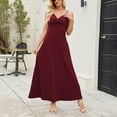 thumbnail image 5 of Jinhomg Womens Sleeveless Maxi Dress Elegant Spaghetti Strap Ruched V-Neck Dresses formal Backless Cocktail Party Wedding Guest Dress Wine XXL, 5 of 8