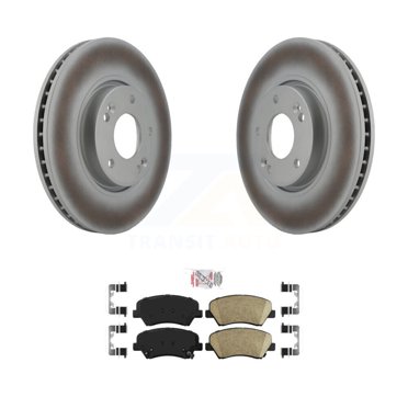 Transit Auto Front Coated Disc Brake Rotors and Ceramic Pads Kit for Car 2014 Kia Forte SX with 15" Factory Wheels KGA-100482