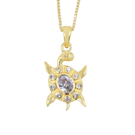 Turtle Pendant Necklace Sterling Silver Pendant Necklace Cubic Zirconia Pendant Sea Turtle Pendant With Chain Silver Necklace for Women