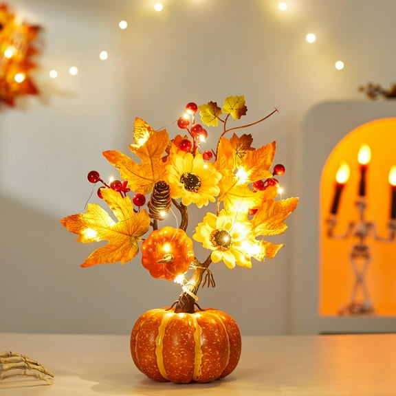 YIMWNYI Halloween Simulation Pumpkin Tree Decoration, Autumn Thanksgiving Home Decor, Festive Ornaments for Dining Table and Living Room, Perfect for Fall Celebration, Faux Floral Centerpiece