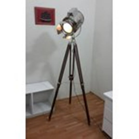 Thor  Instruments Vintage Retro Theater Antique Spotlight Brown Tripod Floor Light