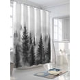 thumbnail image 3 of Fsddascl Retro Mist Forest Shower Curtain Set - 54" x 78" Washable Bathtub Curtain with 12 Hooks, Watercolor Mountains Nature Landscape Waterproof Fabric Stall Shower Curtains for Bathroom/Bathtub, 3 of 6