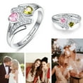 thumbnail image 5 of Personalized Names Infinity Promise Rings for Women 925 Sterling Silver Heart Rings with 2 Simulated Birthstones, 5 of 5