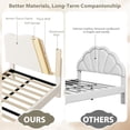thumbnail image 4 of Beige tamaño completo-size forrado marco de cama con adjustable cabecero y strong wood slats - bouclé forrado, no necesita colchón base, noise-free & easy to assemble para para niños, 4 of 7