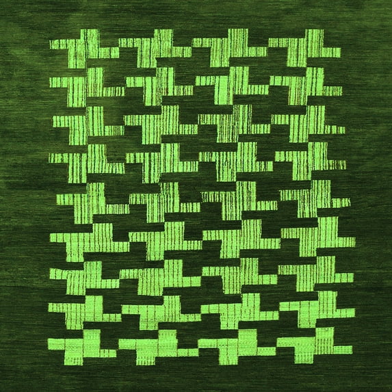 Ahgly Company Indoor Square Abstract Green Modern Area Rugs, 5' Square