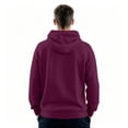 thumbnail image 4 of Men's Fleece Hoodie Stylish Long Sleeve Drawstring Hooded Sweatshirt Fall Winter Thermal Casual Pullover With Pocket Wine S, 4 of 8