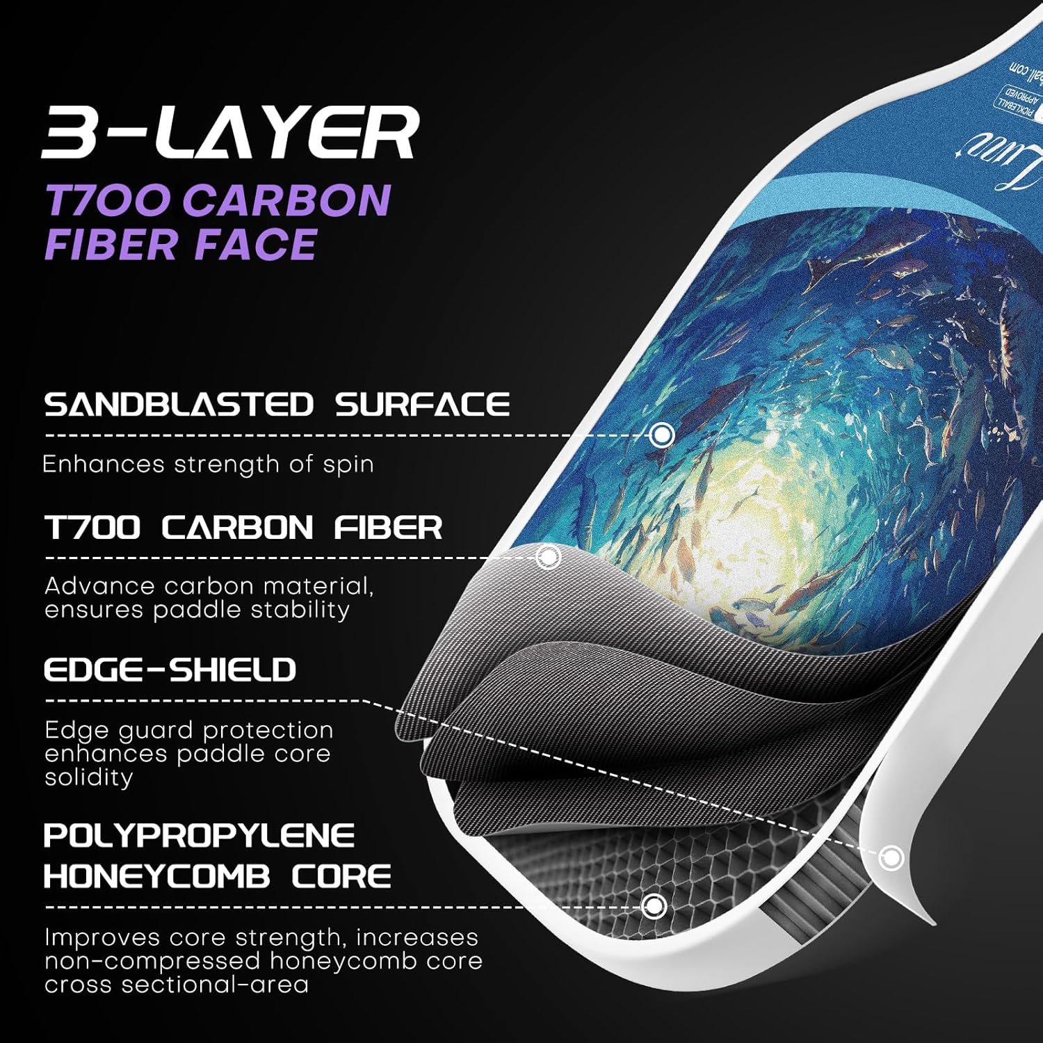 LUZZ Carbon Fiber Pickleball Paddle Set of 2 with 4 Balls and Carry Bag, USAPA Approved, T706 Pickle Ball Rackets for All Skill Level