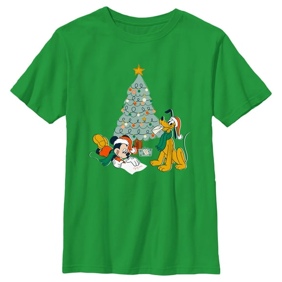 Boy's Mickey & Friends Letter for Santa Graphic Tee Kelly Green Large